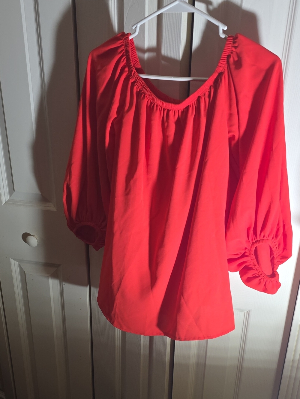 Women’s Off-Shoulder Coral Peasant Blouse